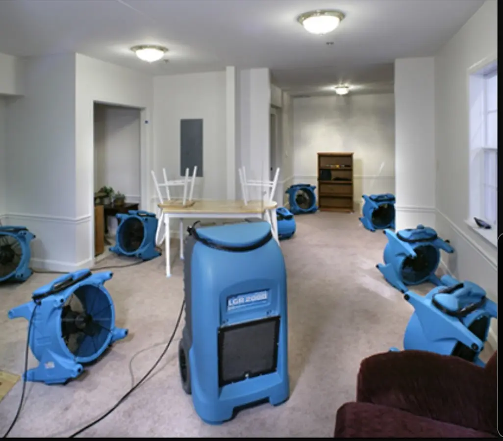 Air movers and dehumidifier setup for Water Extraction & Removal in Rosemount