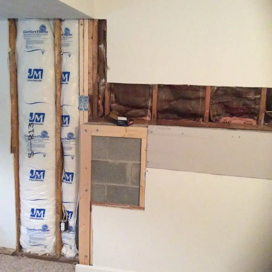 Wall insulation replacement during Basement Flood Cleanup in Rosemount